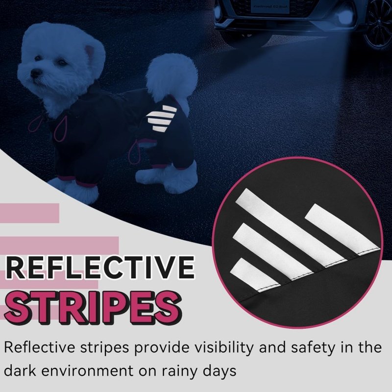 Dog clothing luxury pet clothes,  Waterproof Dog Rain Jacket with Hood, Dog Rain Coat with Leash Hole, Reflective Strap for Small Medium Dogs, Lightweight Puppy Clothes, outdoor pet clothes, dog raincoat for golden retriever, dog raincoat full body - Image 3