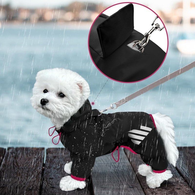 Dog clothing luxury pet clothes,  Waterproof Dog Rain Jacket with Hood, Dog Rain Coat with Leash Hole, Reflective Strap for Small Medium Dogs, Lightweight Puppy Clothes, outdoor pet clothes, dog raincoat for golden retriever, dog raincoat full body - Image 4