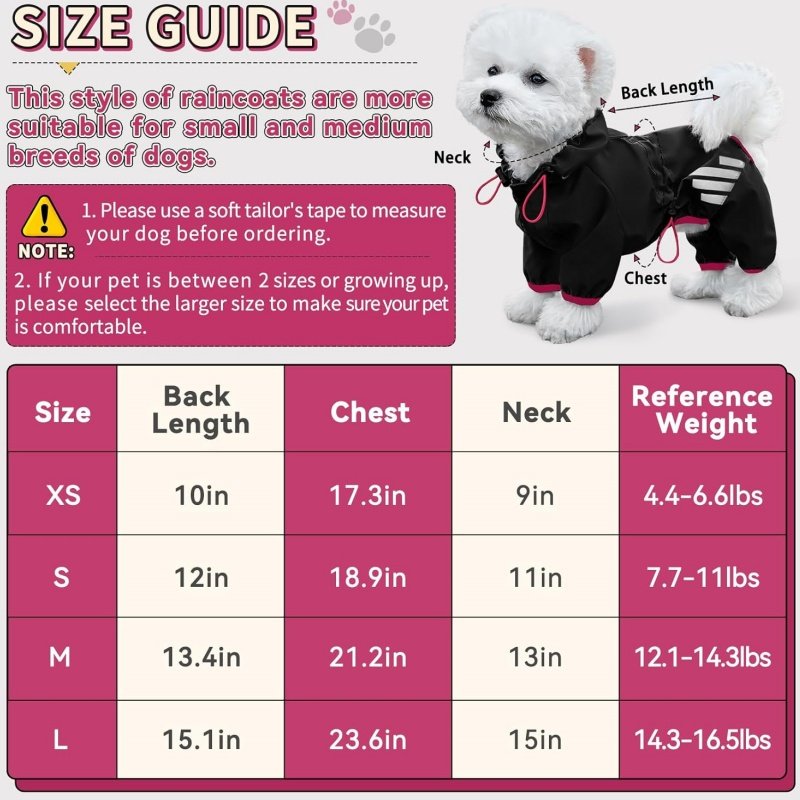 Dog clothing luxury pet clothes,  Waterproof Dog Rain Jacket with Hood, Dog Rain Coat with Leash Hole, Reflective Strap for Small Medium Dogs, Lightweight Puppy Clothes, outdoor pet clothes, dog raincoat for golden retriever, dog raincoat full body - Image 6