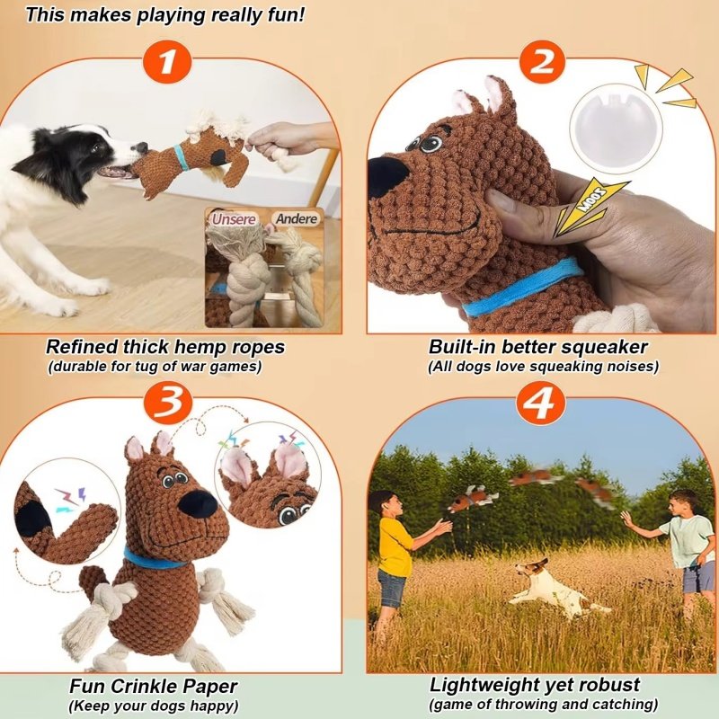 Wholesale Manufacturer Indestructible Dog Plush Squeaky Toy Chew Pet Dog Rope Toys, pet toys and dogs, pet toys for dogs, charming pet toys - Image 3