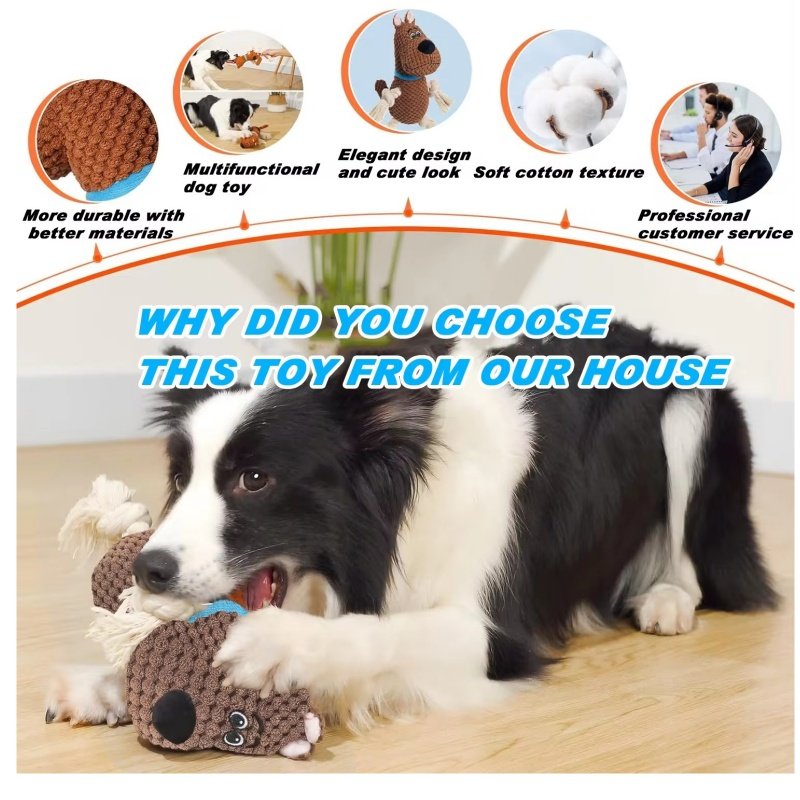 Wholesale Manufacturer Indestructible Dog Plush Squeaky Toy Chew Pet Dog Rope Toys, pet toys and dogs, pet toys for dogs, charming pet toys - Image 5